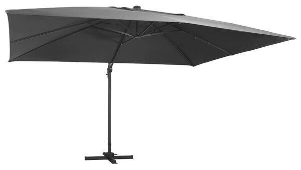 Konzolni vrtni suncobran LED sa stupom 400 x 300 cm antracit - Antracitno siva / 400 x 300 cm (7 x 5 cm)