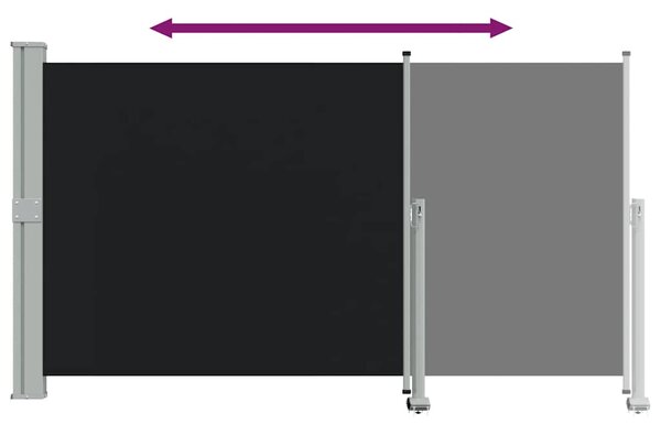 Uvlačiva bočna tenda za terasu 140 x 300 cm crna - Crna / 140 x 300 cm