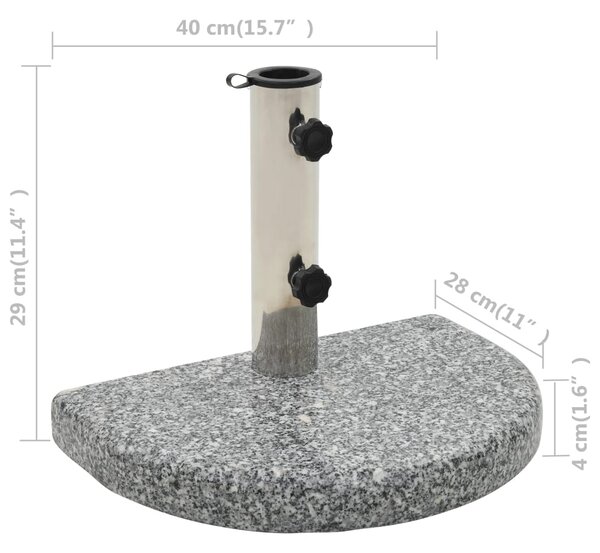 Stalak za suncobran od granita 10 kg zaobljeni sivi - Siva / N/A