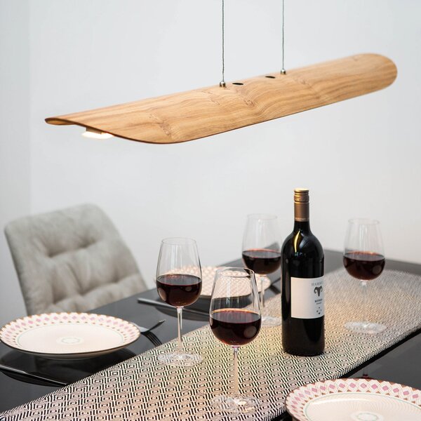 Elobra Colombia XL LED visilica, prirodni kvrgavi hrast, prigušiva, Drvo, Dnevni boravak/blagovaonica, Drvo