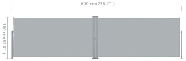 Bočna Tenda Uvlačiva 160x600 cm Siva - Siva / 160 x 600 cm