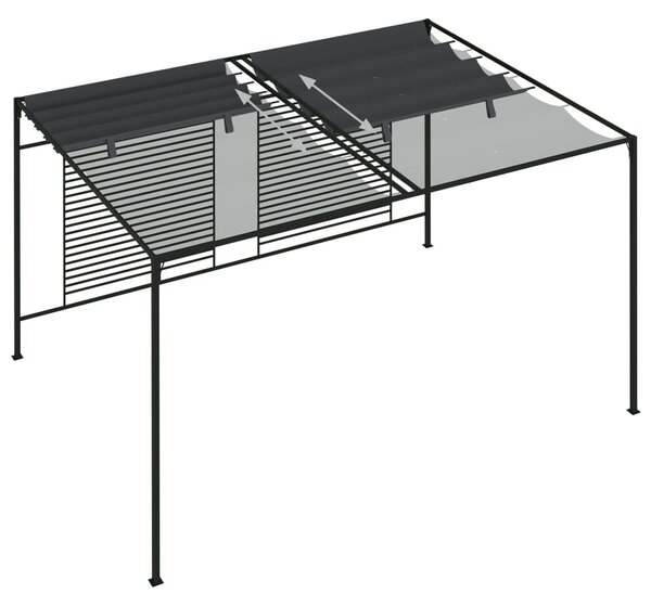 Sjenica s pomičnim krovom 4 x 3 x 2,3 m antracit 180 g/m² - Antracitno siva / N/A