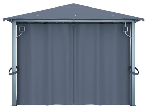 Sjenica sa zastorom 400 x 300 cm antracit aluminijum - Antracitno siva / 400 x 300 cm