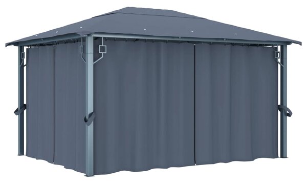 Sjenica sa zastorom 400 x 300 cm antracit aluminijum - Antracitno siva / 400 x 300 cm