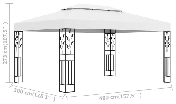 Sjenica s dvostrukim krovom 3 x 4 m bijela - Bijela / N/A