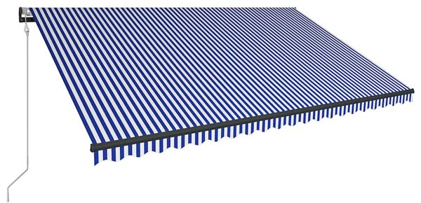 Tenda sa senzorom za vjetar LED 500 x 300 cm plavo-bijela - Plava / 500 x 300 cm