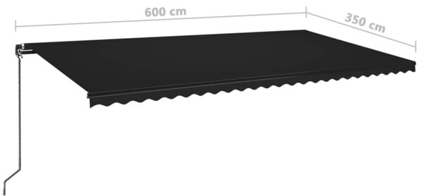Tenda na ručno uvlačenje s LED svjetlima 600x350 cm antracit - Antracitno siva / 600 x 350 cm