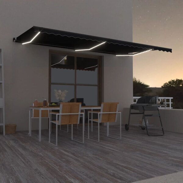 Tenda na ručno uvlačenje s LED svjetlima 600x350 cm antracit - Antracitno siva / 600 x 350 cm