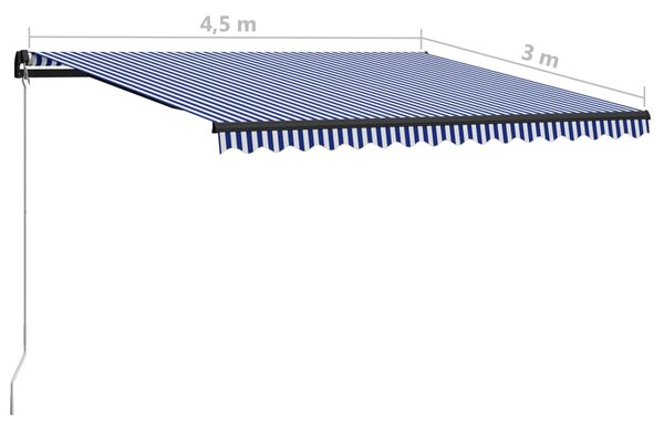Tenda na ručno uvlačenje 450 x 300 cm plavo-bijela - Plava / 450 x 300 cm