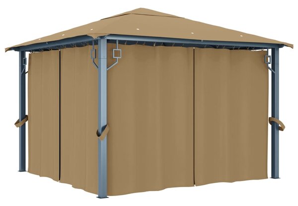 Sjenica sa zastorom 300 x 300 cm smeđe-siva aluminijska - Tupe / 300 x 300 cm