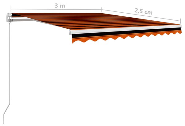 Tenda na ručno uvlačenje 300 x 250 cm narančasto-smeđa - Šarena / 300 x 250 cm