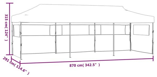 Sklopivi šator za zabave s 5 bočnih zidova 3 x 9 m krem - Krema / N/A