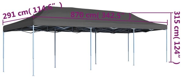 Sklopivi šator za zabave 3 x 9 m antracit - Antracitno siva / N/A