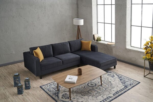 Atelier Del Sofa Kutna garnitura, Antracit, Kale Velvet Right - Anthracite