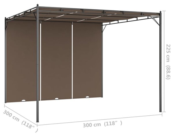 Vrtna sjenica s bočnim zastorom 3 x 3 x 2,25 m smeđe-siva - Tupe / 3 x 3 x 2.25 m