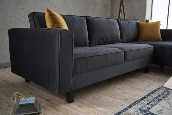 Atelier Del Sofa Kutna garnitura, Antracit, Kale Velvet Right - Anthracite