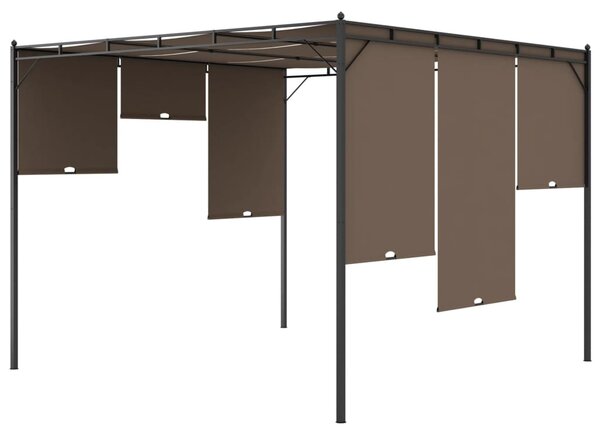 Vrtna sjenica s bočnim zastorom 3 x 3 x 2,25 m smeđe-siva - Tupe / 3 x 3 x 2.25 m