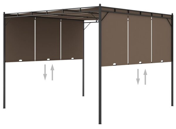 Vrtna sjenica s bočnim zastorom 3 x 3 x 2,25 m smeđe-siva - Tupe / 3 x 3 x 2.25 m