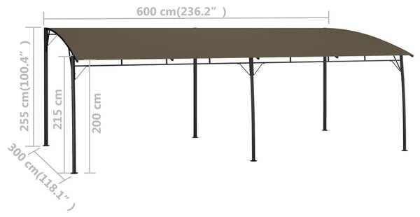 Vrtna nadstrešnica 6 x 3 x 2,55 m smeđe-siva - Tupe / 6 x 3 x 2.55 m