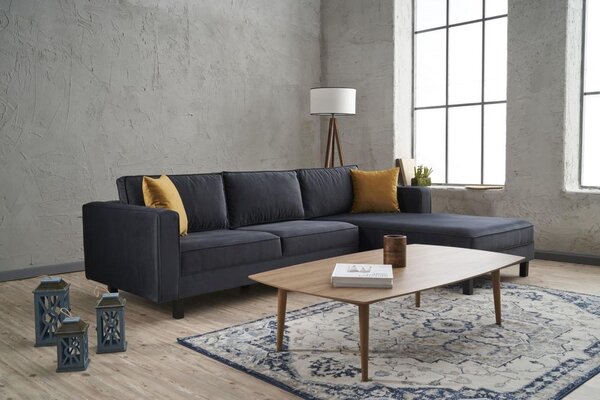 Atelier Del Sofa Kutna garnitura, Antracit, Kale Velvet Right - Anthracite