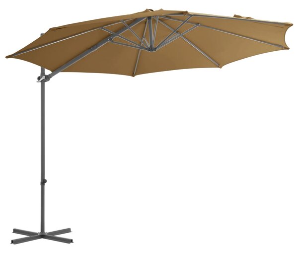 Konzolni vrtni suncobran s čeličnim stupom 300 cm smeđesiva - Tupe / 300 x 255 cm