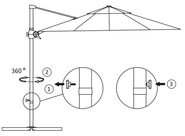 Konzolni vrtni suncobran s čeličnim stupom 250 x 250 cm bordo - Crvena / 250 x 250 cm