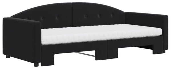 Dnevni krevet na razvlačenje s madracima crni 90x200 cm baršun - Crna / 90 x 200 cm