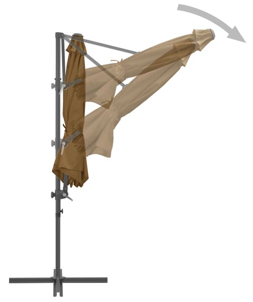 Konzolni vrtni suncobran s čeličnim stupom 300 cm smeđesiva - Tupe / 300 x 255 cm