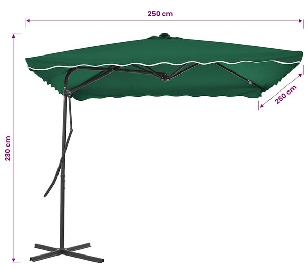 Vanjski suncobran s čeličnim stupom 250 x 250 cm zeleni - Zelena / N/A