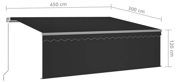 Tenda na ručno uvlačenje s roletom 4,5 x 3 m antracit - Antracitno siva / 4.5 x 3 m