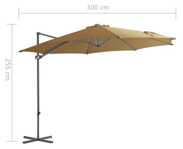 Konzolni vrtni suncobran s čeličnim stupom 300 cm smeđesiva - Tupe / 300 x 255 cm