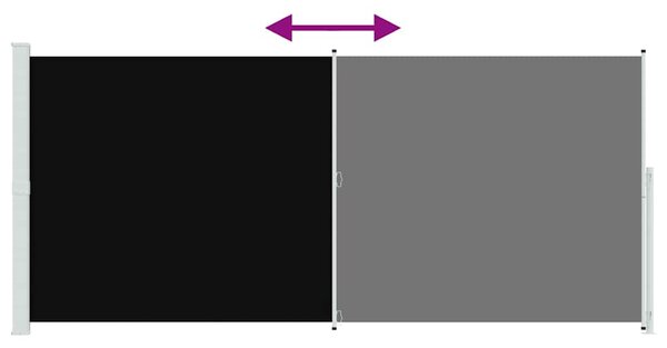 Uvlačiva bočna tenda za terasu 220 x 500 cm crna - Crna / 220 x 500 cm