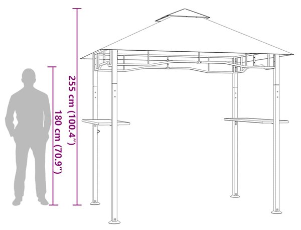 Nadstrešnica za roštilj 240 x 150 x 255 cm antracit čelična - Antracitno siva