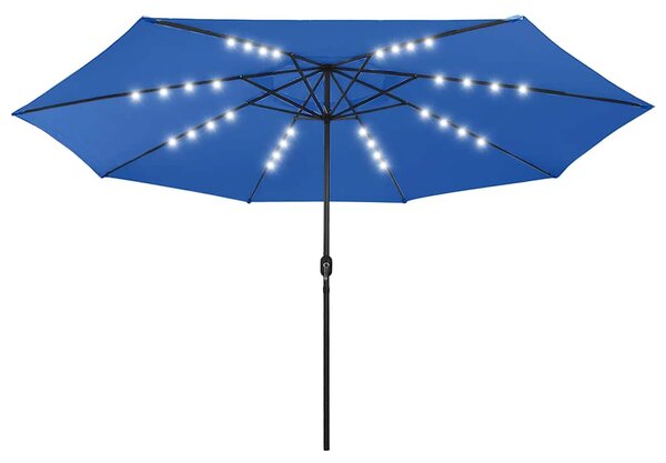 Vrtni suncobran s LED svjetlima 400 cm azurnoplavi - Plava / N/A