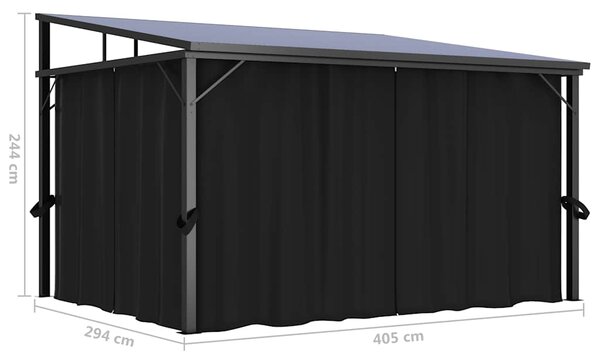 Sjenica sa zastorom 405 x 294 x 244 cm antracit - Antracitno siva