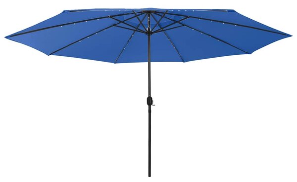 Vrtni suncobran s LED svjetlima 400 cm azurnoplavi - Plava / N/A