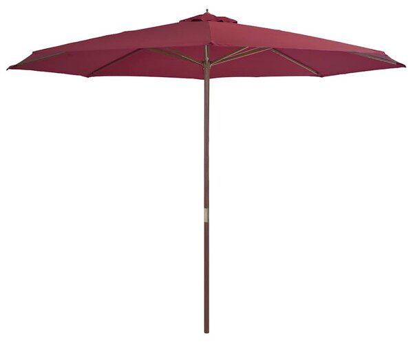 Vrtni suncobran s drvenom šipkom 350 cm bordo - Crvena / N/A
