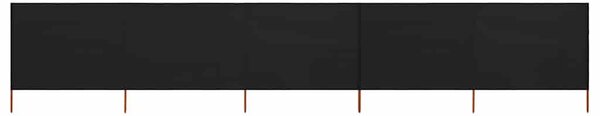 Vjetrobran s 5 panela od tkanine 600 x 160 cm crni - Crna / 600 x 160 cm