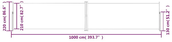 Uvlačiva bočna tenda crvena 220 x 1000 cm - Crvena / 220 x 1000 cm