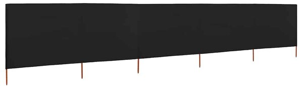 Vjetrobran s 5 panela od tkanine 600 x 160 cm crni - Crna / 600 x 160 cm