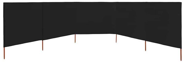 Vjetrobran s 5 panela od tkanine 600 x 160 cm crni - Crna / 600 x 160 cm