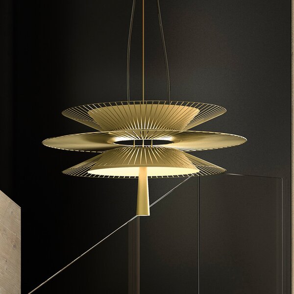 Forestier Gravity 2 viseća svjetiljka Ø68cm krem boje, Zlato / mjed, Kuhinja, Metal