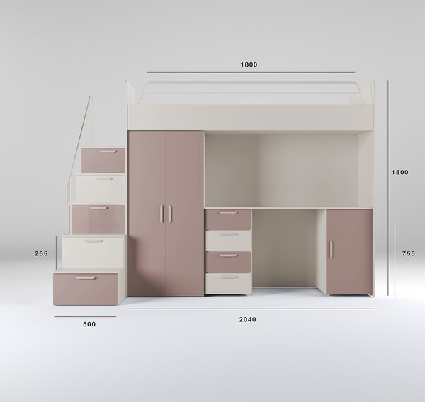 Zondo.hr Dječji krevet Ruby IV S (kašmir + antička ružičasta) (s podnicom). Akcija -20%. 1121246