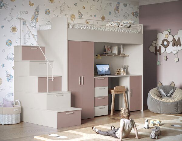 Zondo.hr Dječji krevet Ruby IV S (kašmir + antička ružičasta) (s podnicom). Akcija -20%. 1121246