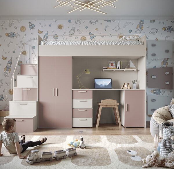 Zondo.hr Dječji krevet Ruby IV S (kašmir + antička ružičasta) (s podnicom). Akcija -20%. 1121246