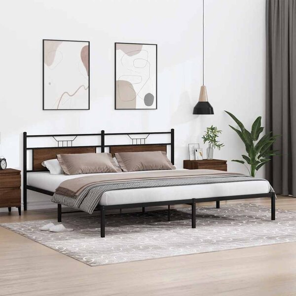 Okvir kreveta bez madraca smeđa boja hrasta 193x201 cm drveni - Smeđa / 193 x 201 cm