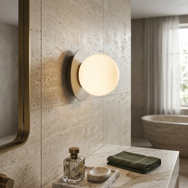 EMIBIG LIGHTING Zidna svjetiljka Minerva, opal/bež, Ø 15 cm, staklo/metal, E14, prigušiva, Bež, Dnevni boravak/blagovaonica, Staklo, Metak