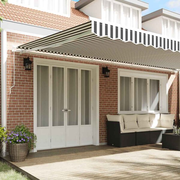 Tenda na ručno uvlačenje antracit&bijela 600x300 cm - Antracitno siva