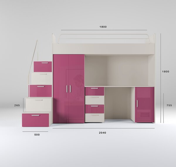 Zondo.hr Dječji krevet Ruby IV S (kašmir + ružičasti sjaj) (s podnicom). Akcija -20%. 1121258