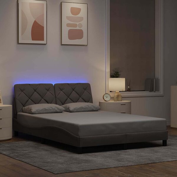 Okvir kreveta s LED-om bez madraca Taupe 140x190 cm tkanina - Tupe / 140 x 190 cm